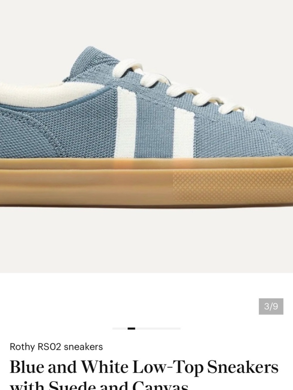 Rothy's Pale Blue and White Low-Top Sneakers